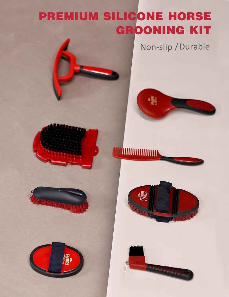 Furrishine 11PCS Horse Grooming Kit Curry Comb Sweat Scraper Horse Bathing Supplies Grooming Tools with Storage Bag Shadowberry - Image 3